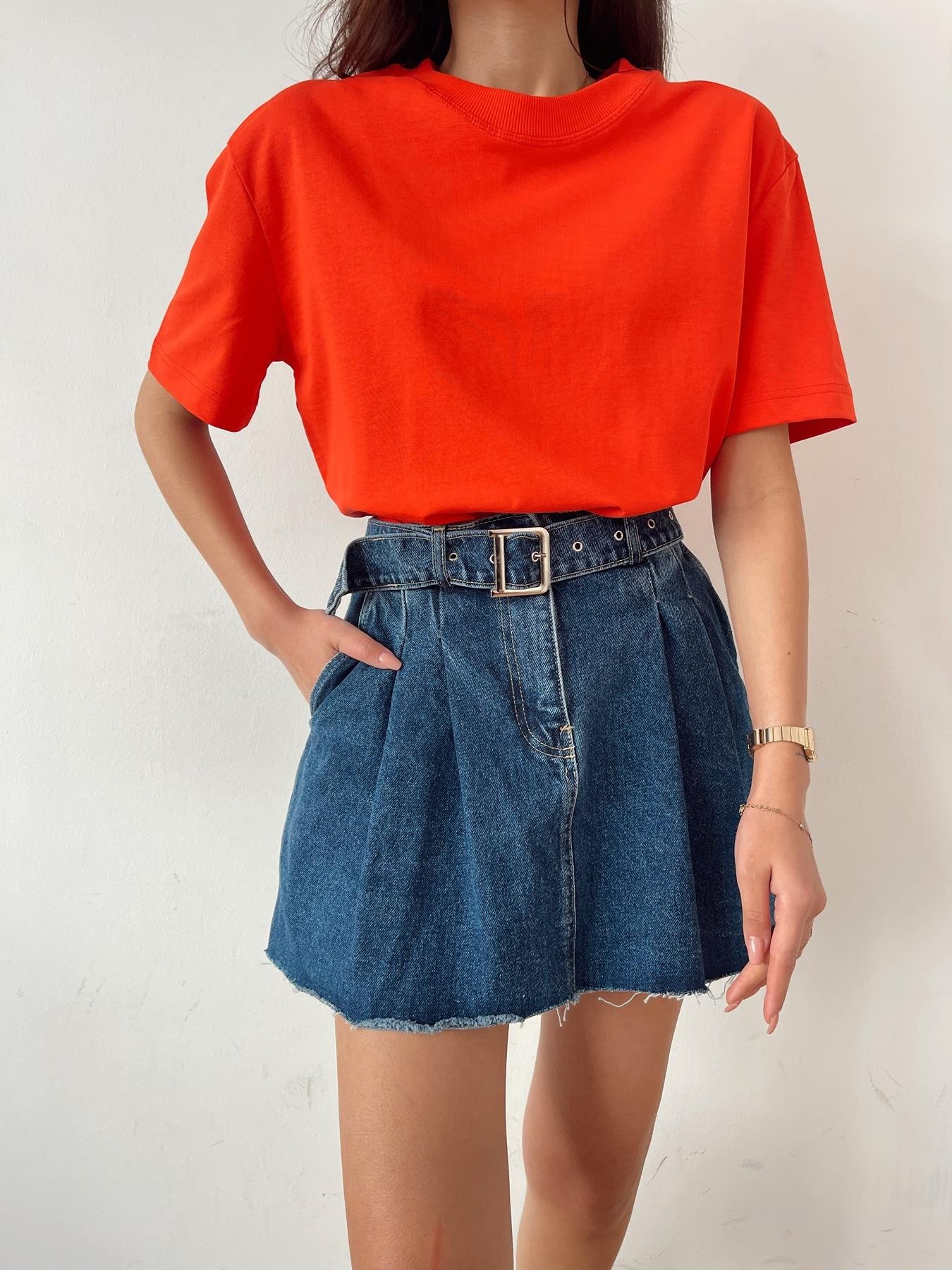 Yarım Kol Tişört KIRMIZI