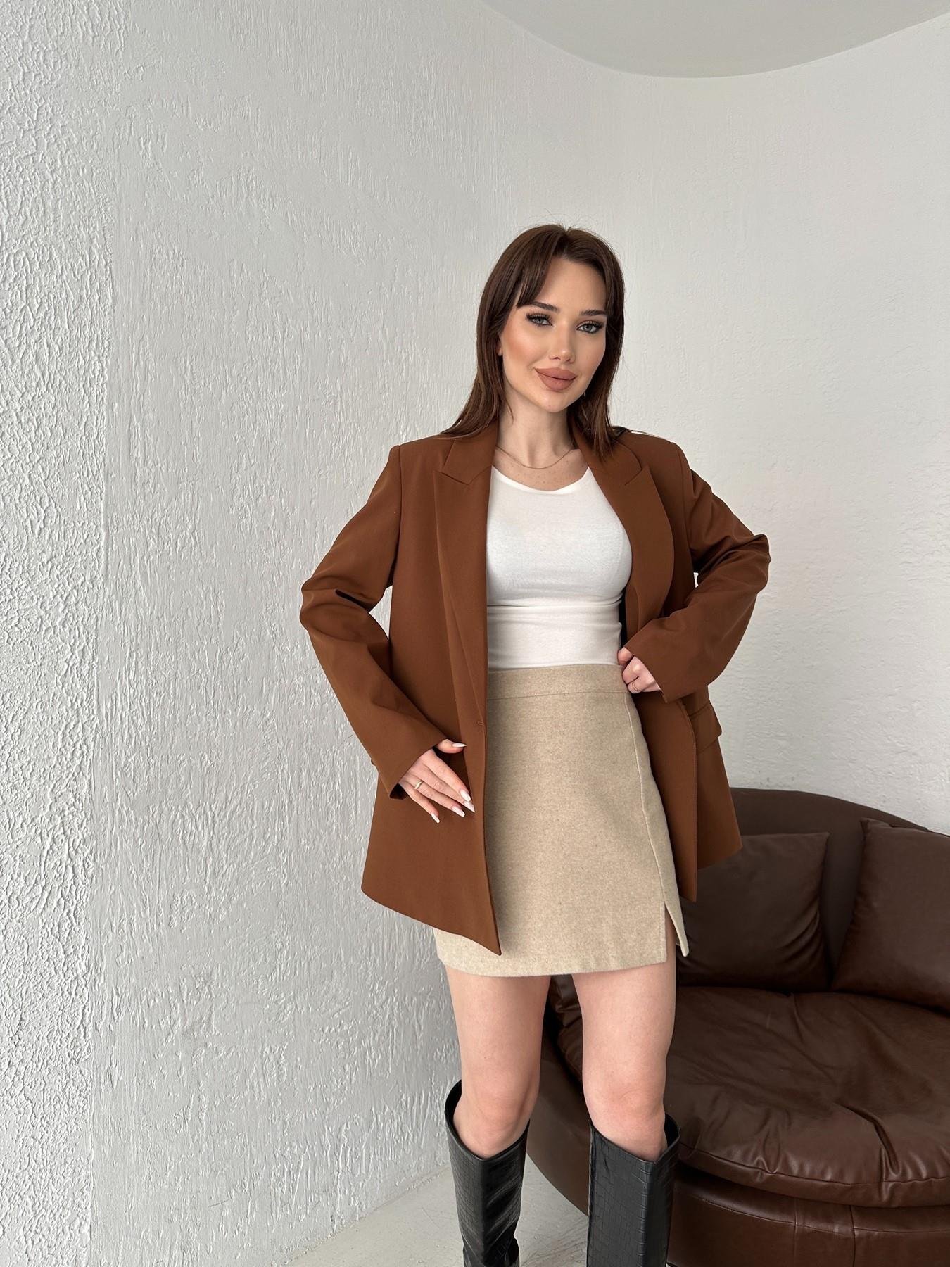 Yırtmaçlı Mini Kaşe Etek TAŞ