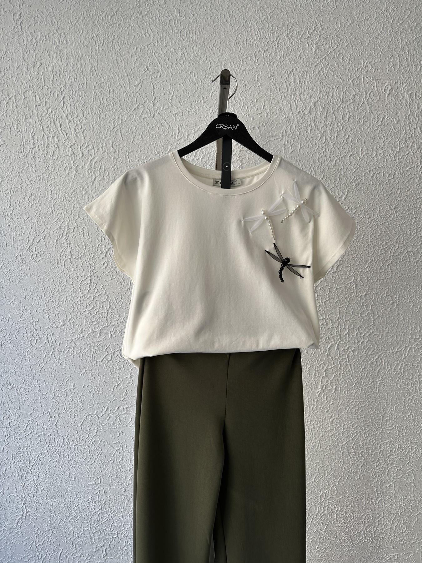 Yusufcuk Detay Tişört Ekru