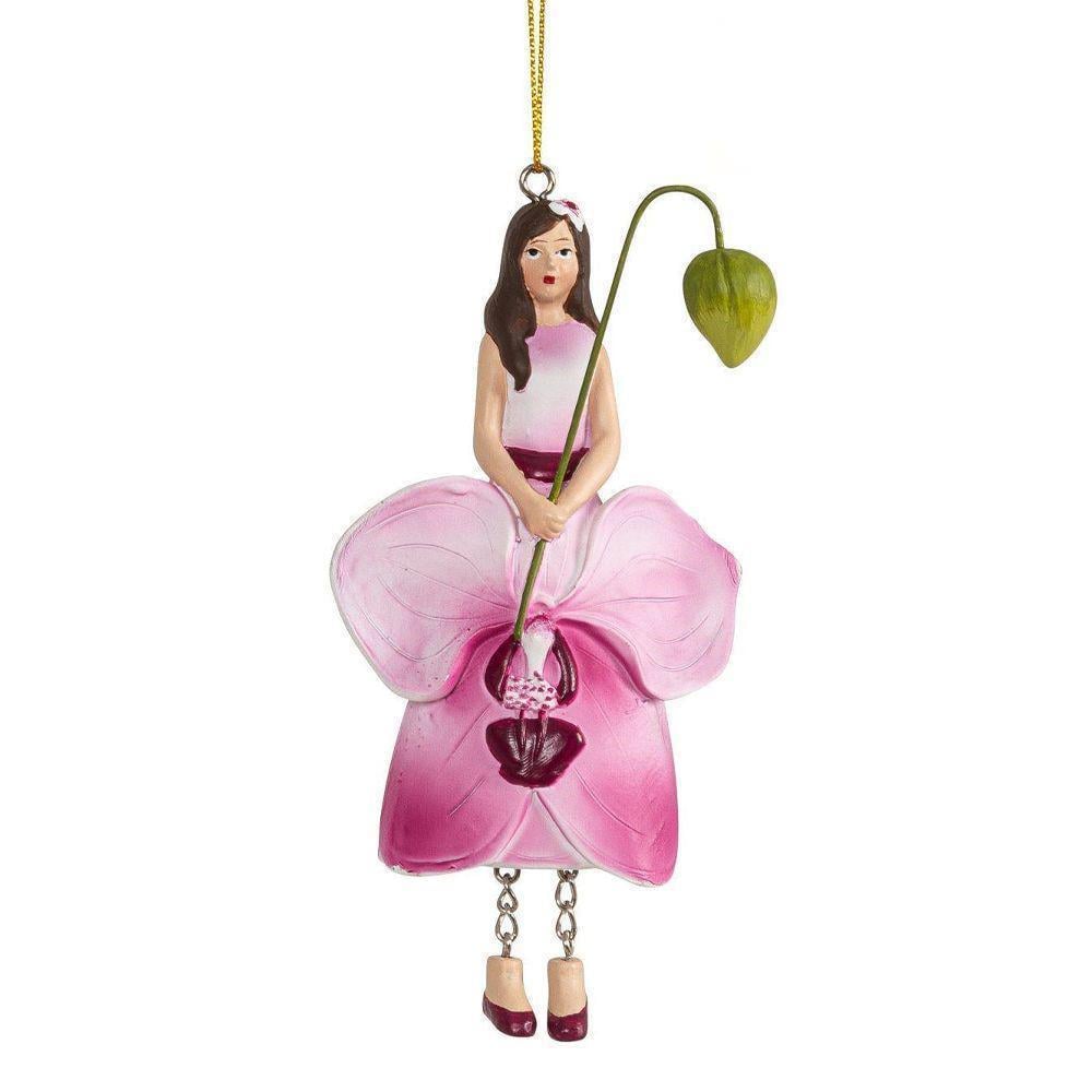 1 Adet 11cm Çiçek Kız Peri Biblo Orkide Çiçeği Pembe