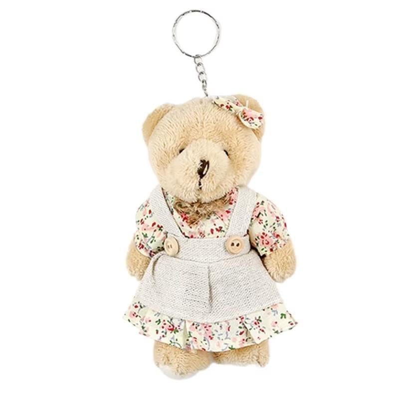 1 Adet 11cm Peluş Anahtarlık Ayıcık Elbiseli Kız