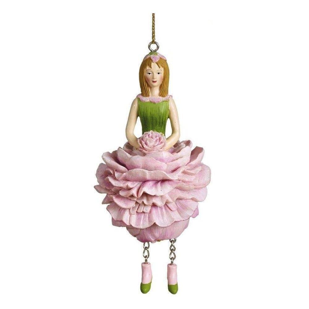 1 Adet 12cm Çiçek Kız Peri Biblo Şakayık Pembe