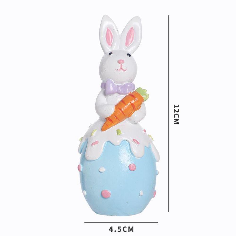 1 Adet 12cm Tavşan Biblo Mavi Yumurta Üstünde