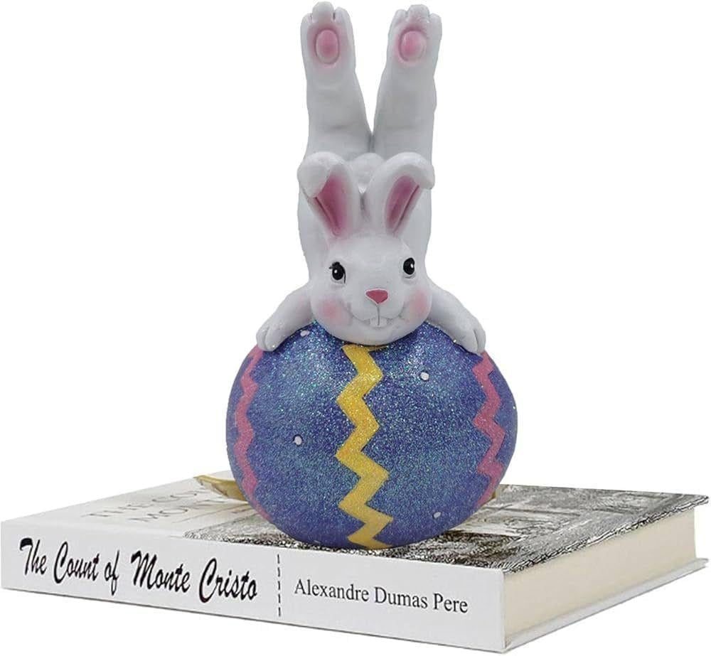 1 Adet 15cm Tavşan Biblo Mavi Yumurta Üstünde