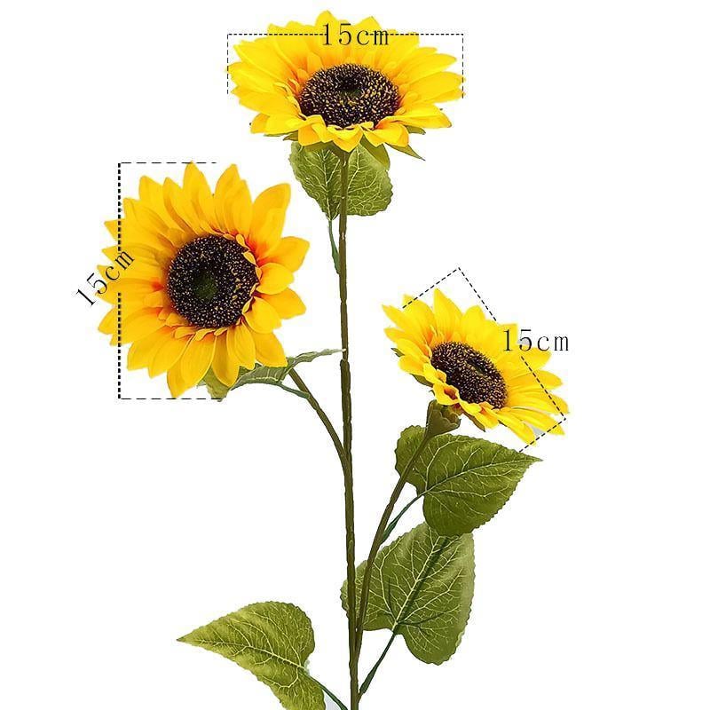 1 Adet 3 Kafalı 15cm Yapay Ayçiçeği Dal Çiçek