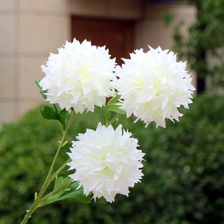 1 Adet 65cm 3 Kafalı Yapay Çiçek Krizantem Kasımpatı