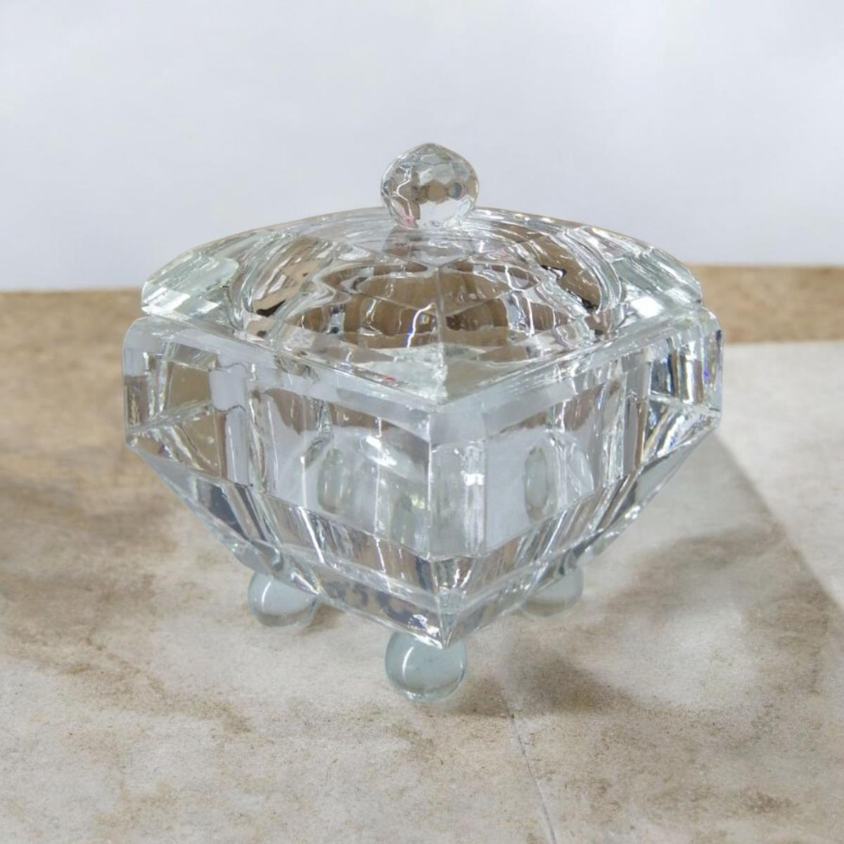 1 Adet 7x7cm Kristal Cam Lokumluk Şekerlik Kare