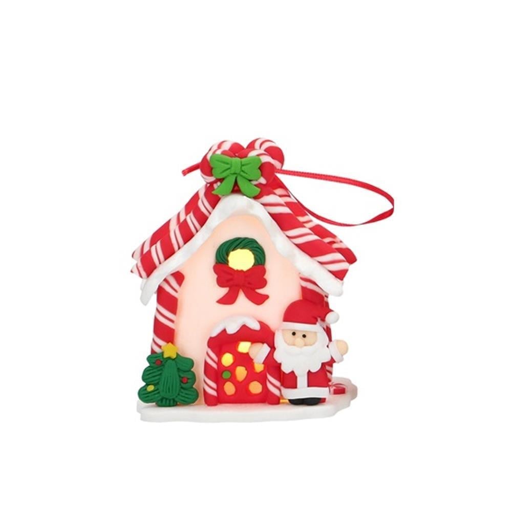 1 Adet 9cm Led Işıklı Mini Kurabiye Beyaz Ev Noel Baba