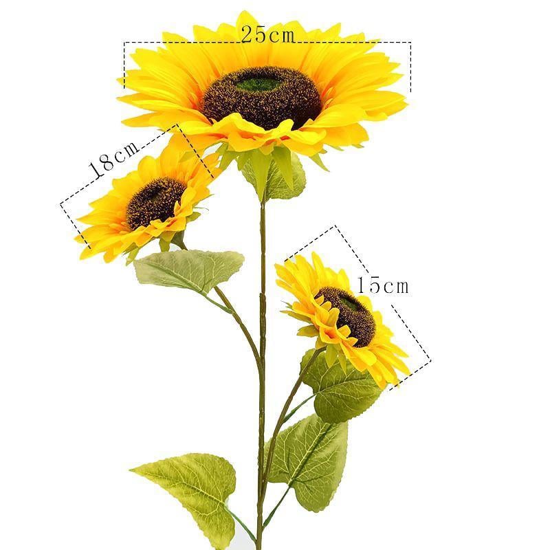 1 Dal 3 Kafalı Yapay Ayçiçeği Çiçek