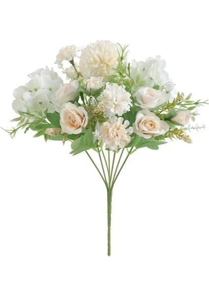 1 Demet 33cm Yapay Çiçek Tanzim Dekor Krem Tonları