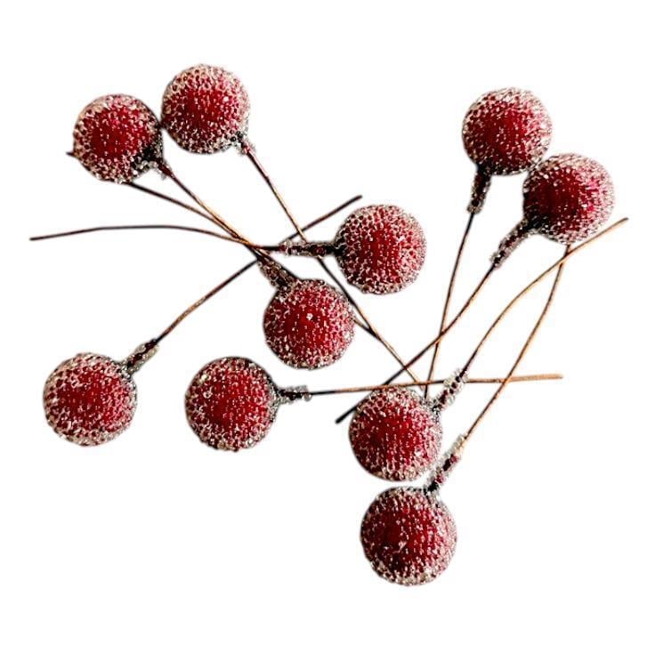 10 Adet 1,4cm Buzlu Berry Yapay Kokina Dekor