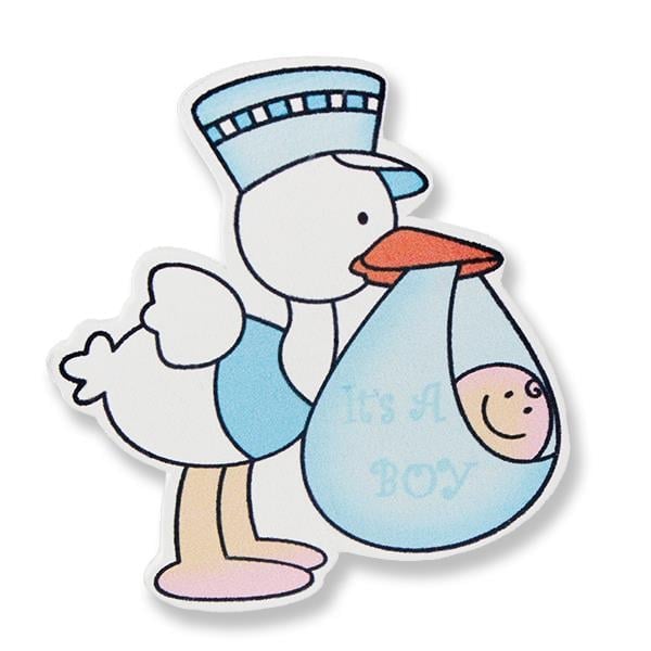 12 Adet Ahşap Sticker Leylekli Bebek 7x7cm