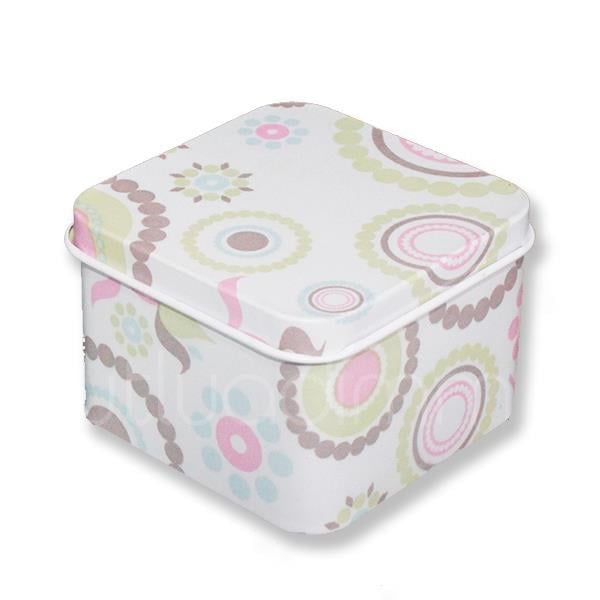 12 Adet Çiçek Desenli Kare Metal Kutu