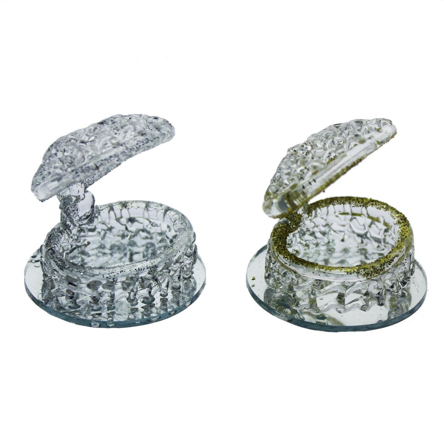 12 Adet Kristal Cam Midye Simli