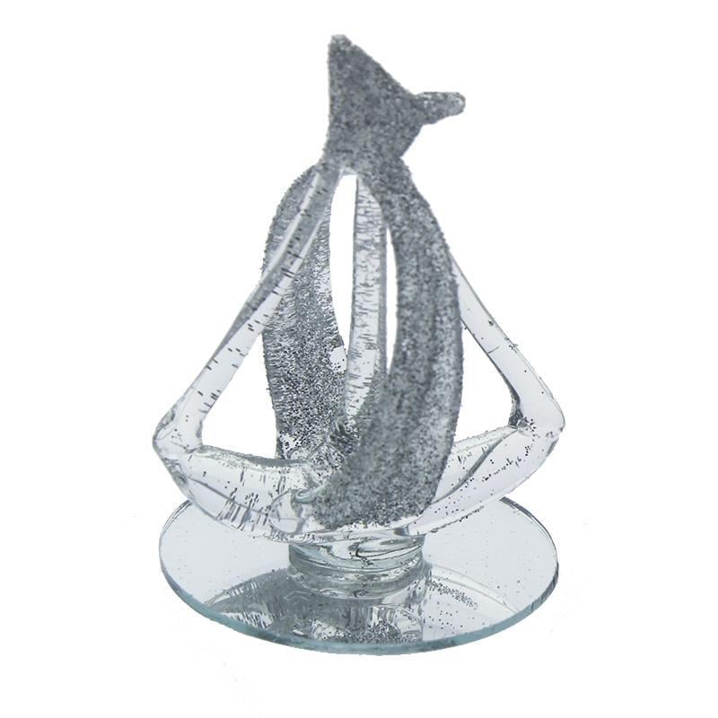 12 Adet Kristal Cam Yelkenli Gemi Simli