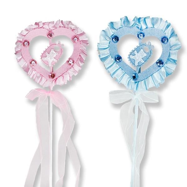 12 Adet Kumaş Fırfırlı Süslü Kalp Çubuk