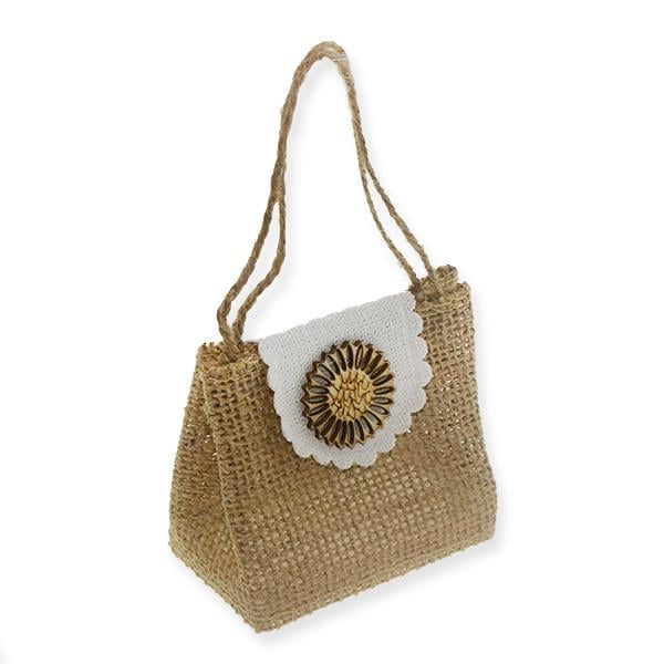 12 Adet Saplı Hasır Keten Çanta