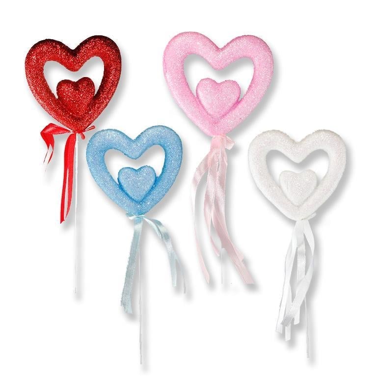 12 Adet Strafor İç İçe Kalp Çubuk