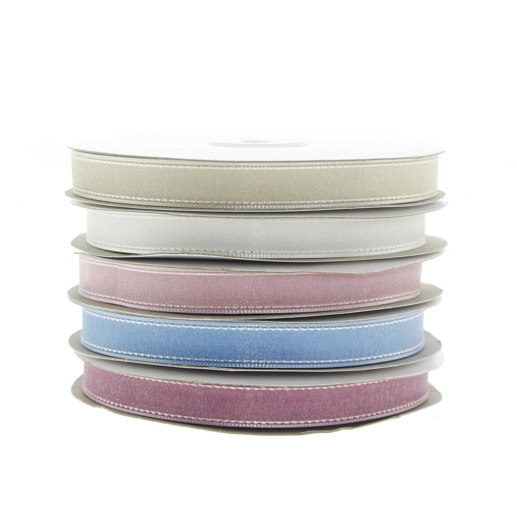 1,5cm x 45metre Kenarı Dikişli Organze Kumaş Kurdela