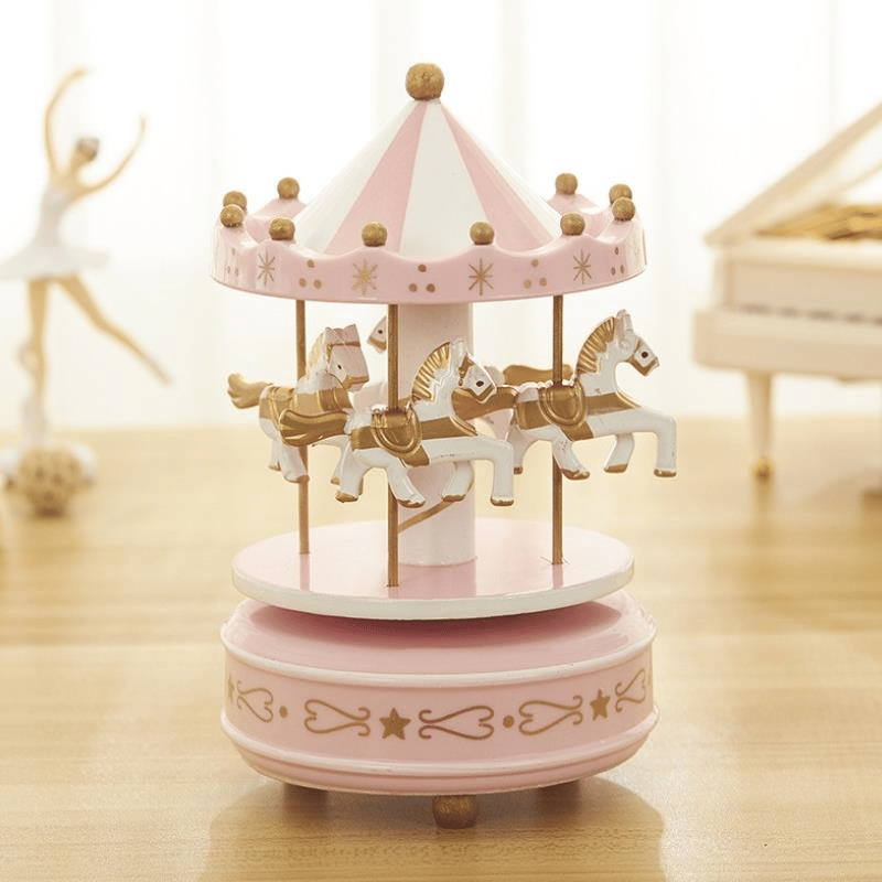 18cm Atlı Karınca Müzik Kutusu Pembe