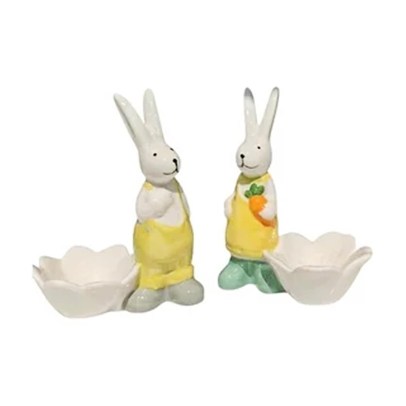 2 Adet 12cm Seramik Tavşan Biblo Dekor
