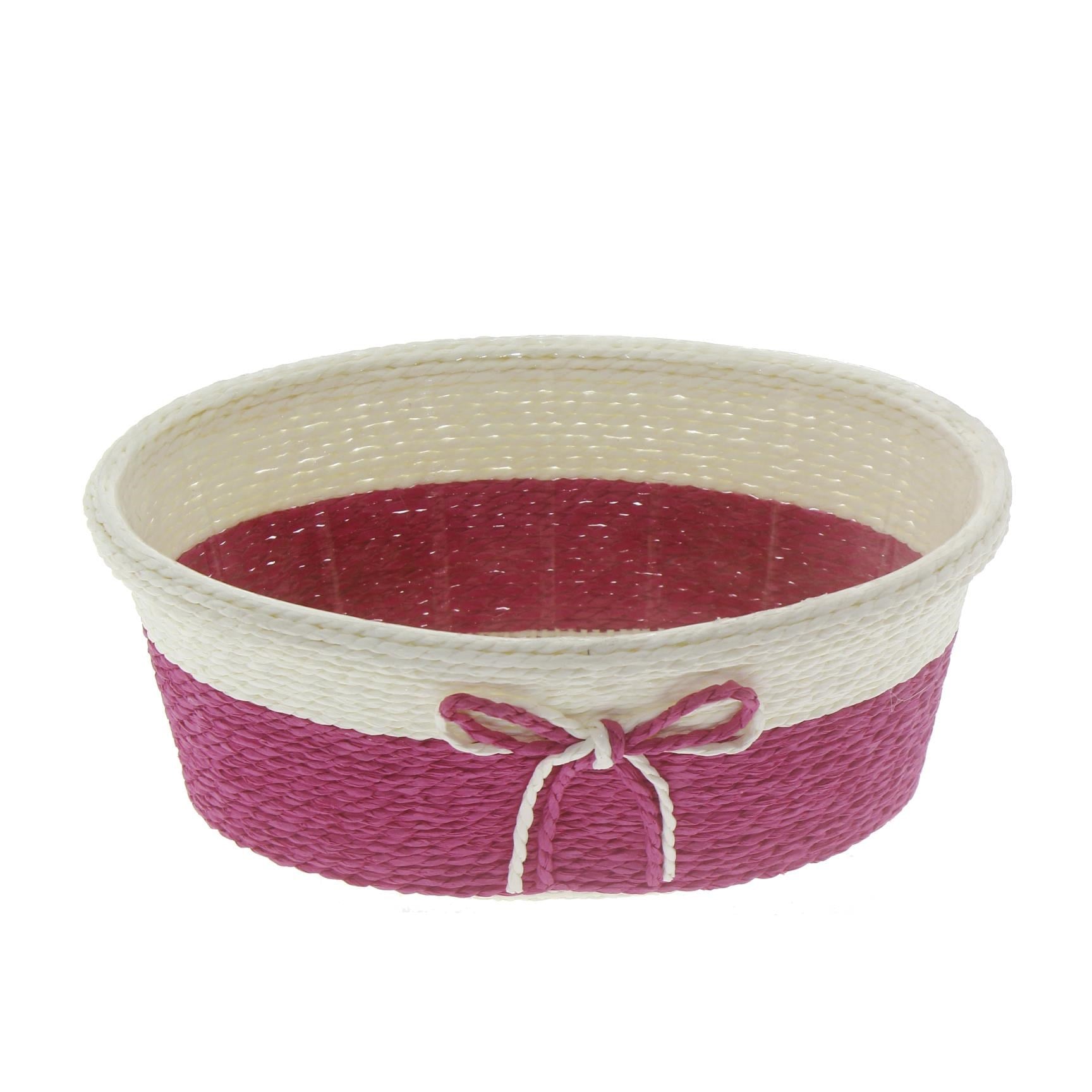 20x12cm Hasır Sepet Renkli Fiyonklu