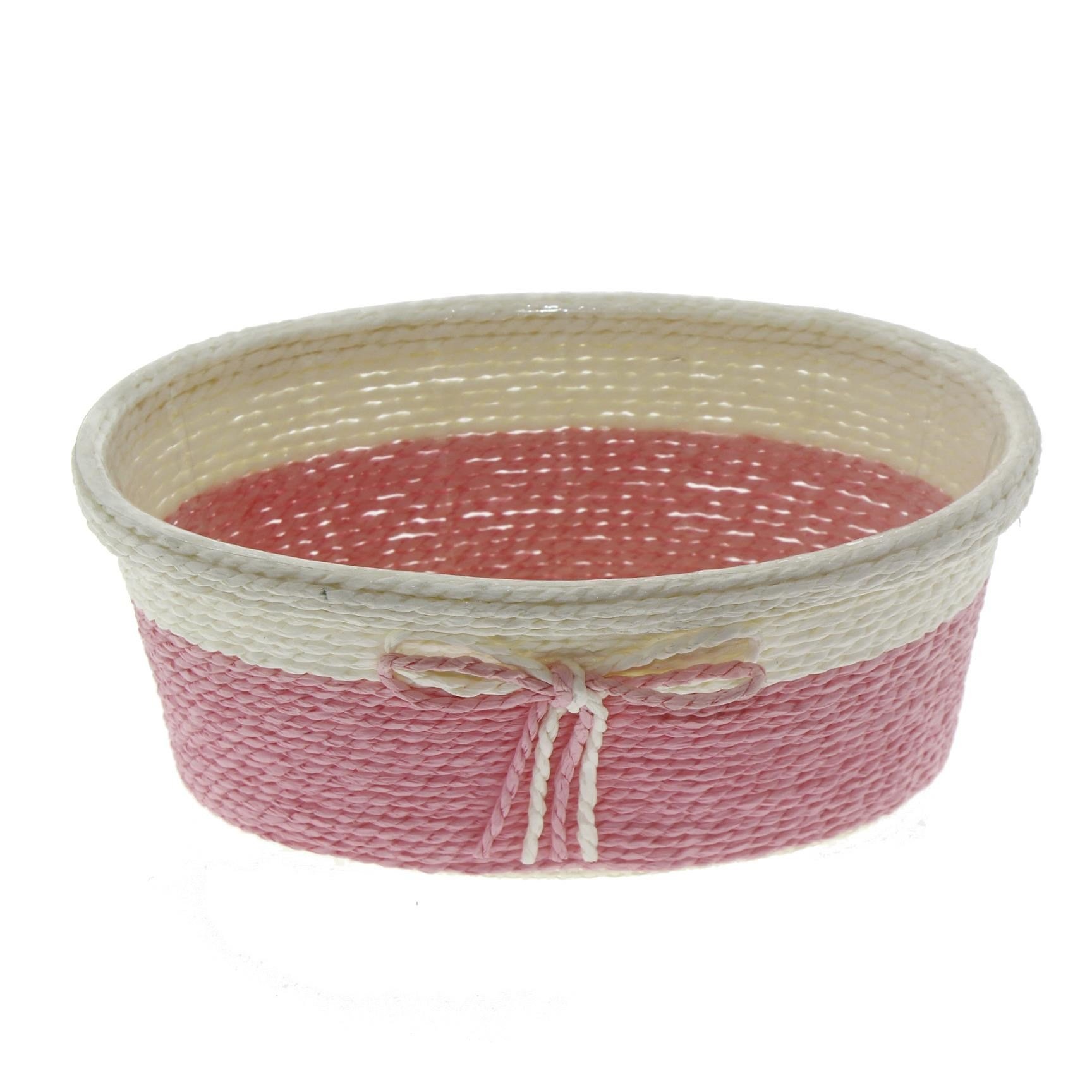 20x12cm Hasır Sepet Renkli Fiyonklu