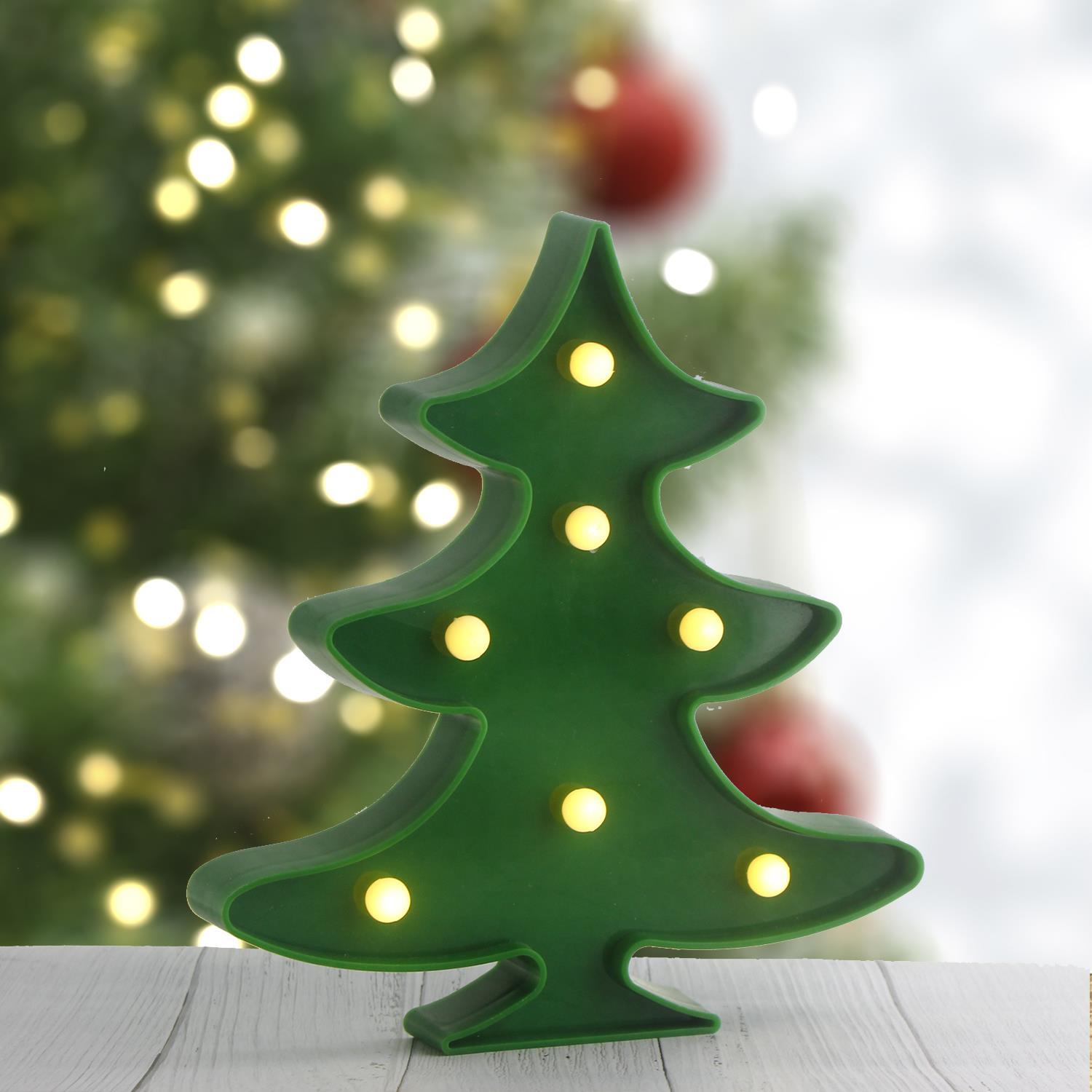 22cm Led Çam Ağacı Plastik Işık Gece Lambası Aydınlatma Pilli