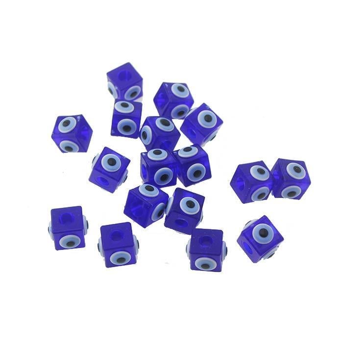 25 Adet 2cm Kare Küp Delikli Plastik Nazarboncuğu