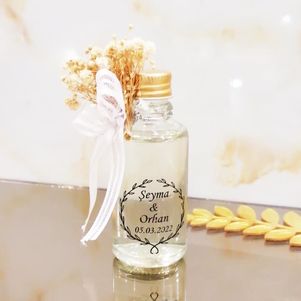 25 Adet 30ml Kolonya Doğal Çiçekli İsme Özel Söz Nişan Hediyesi