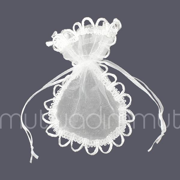 25 Adet 9x13cm Kenarları İşlemeli Organze Kese