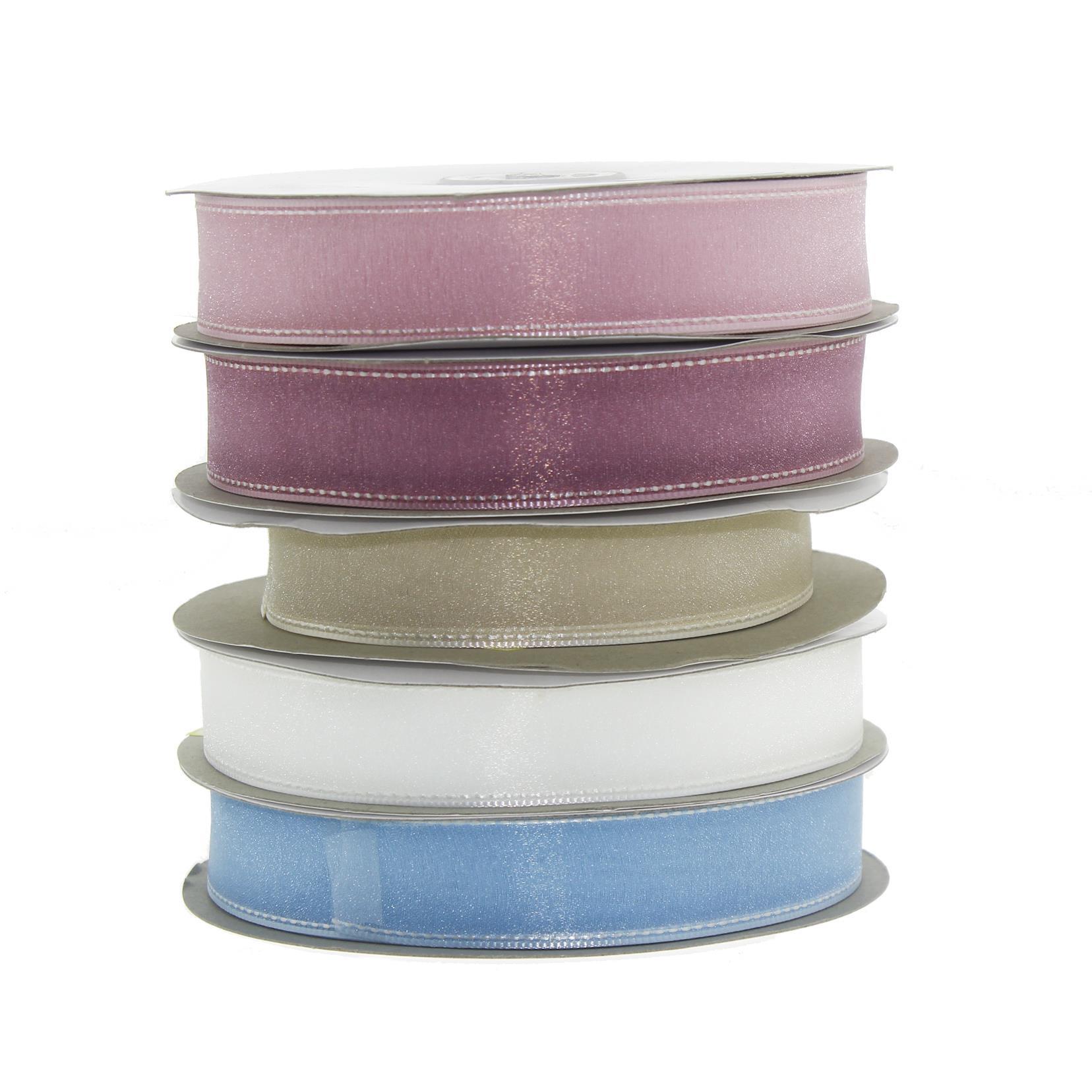 2,5cm x 45metre Kenarı Dikişli Organze Kumaş Kurdela