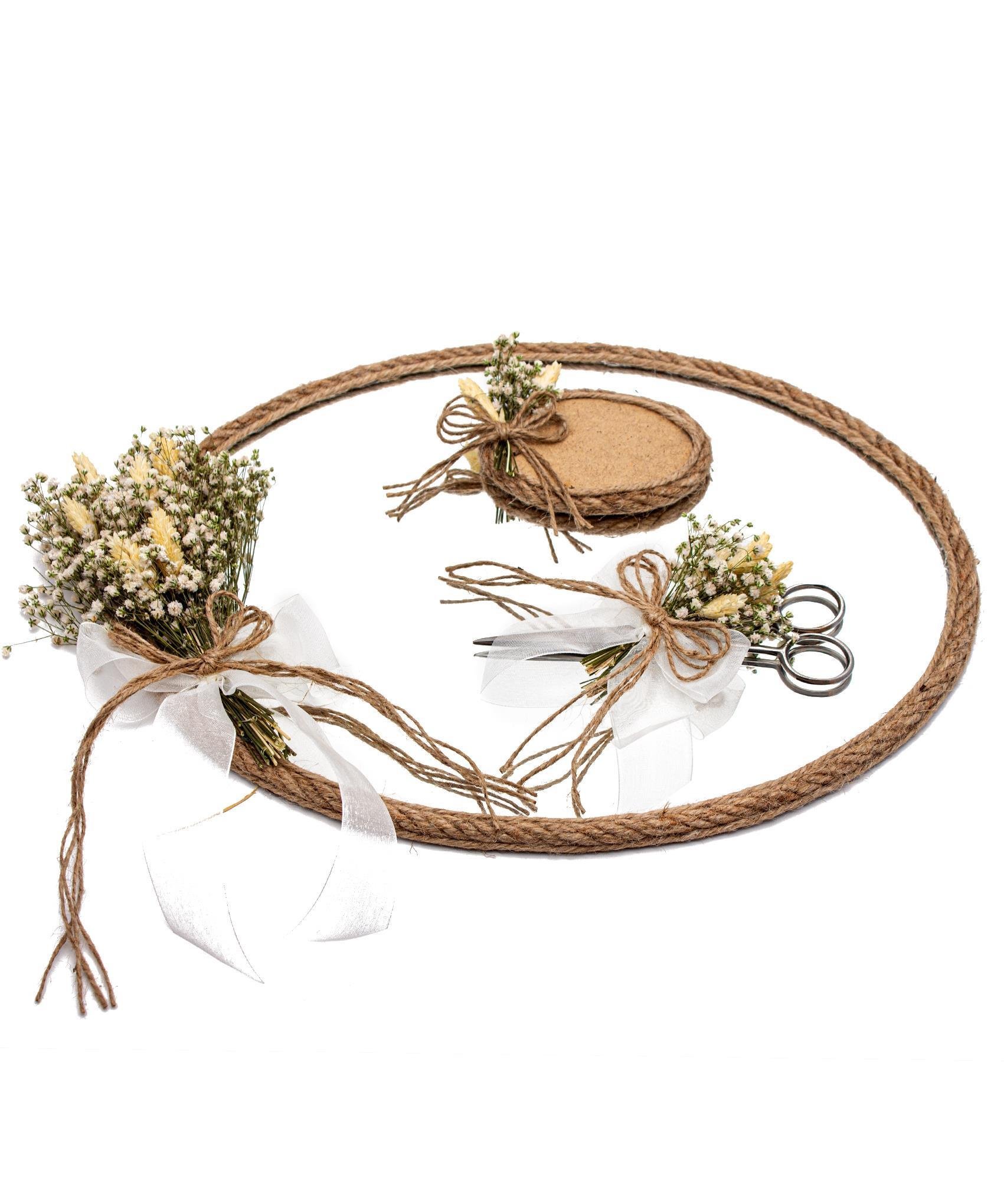 25x35cm Söz Nişan Cam Ayna Tepsi Kuru Çiçek Süslemeli