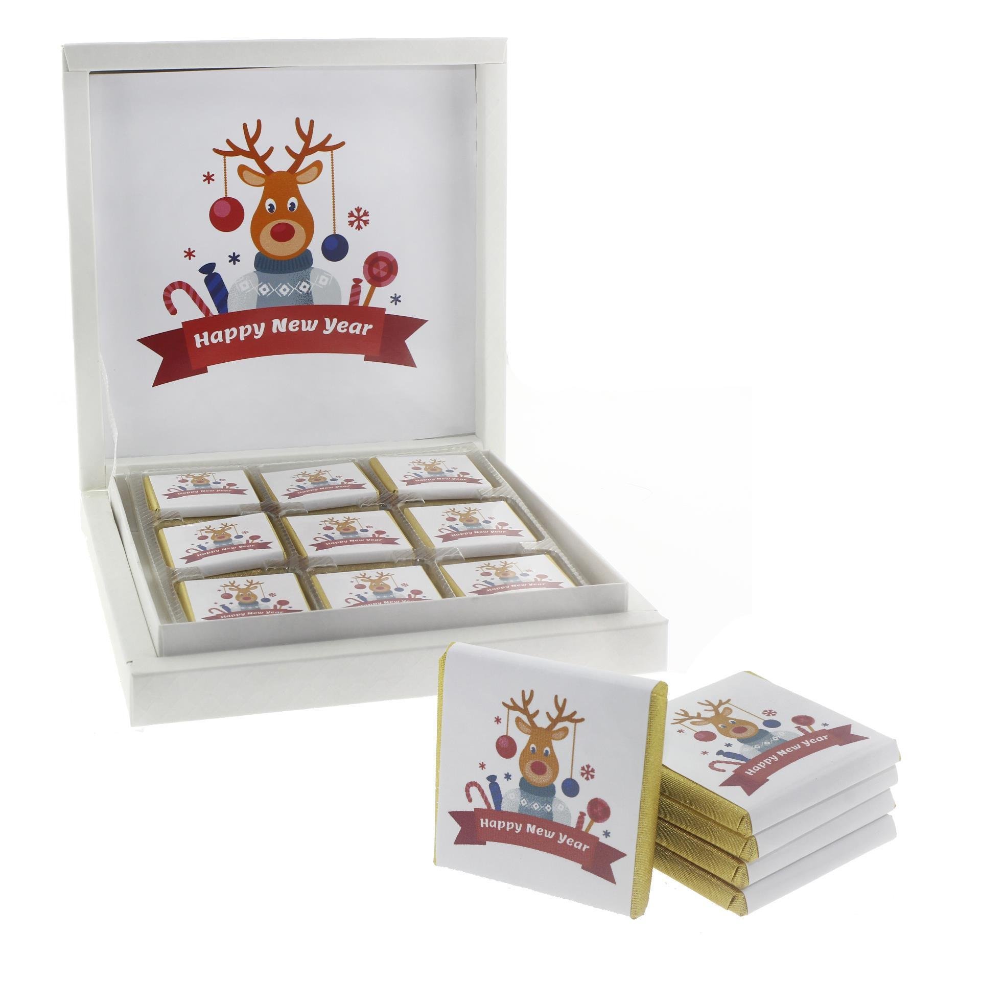 27 Adet Kişiye Özel Geyikli Madlen Çikolata Yılbaşı