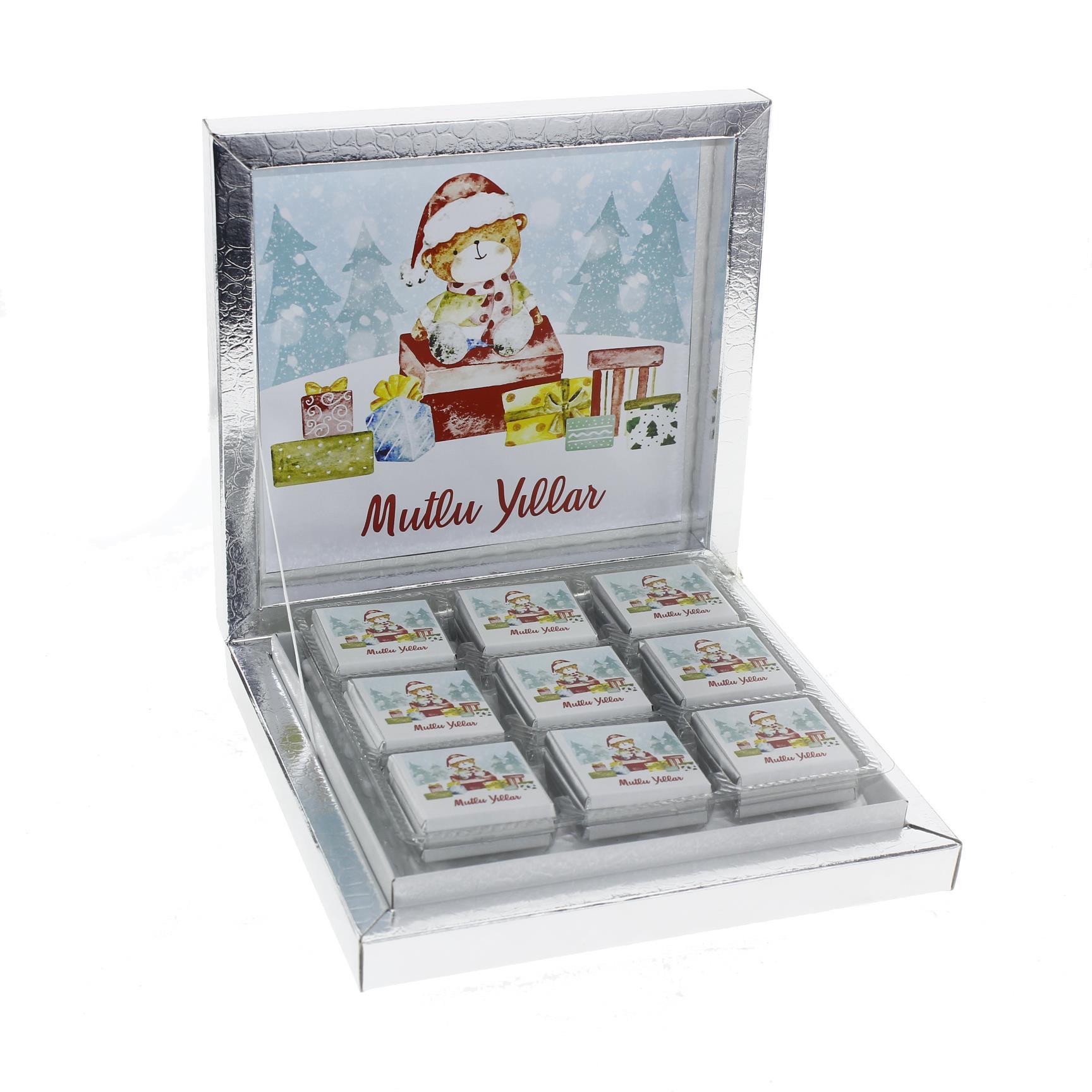 27 Adet Yılbaşı Çikolatası Madlen Yazı Baskılı Ayıcık