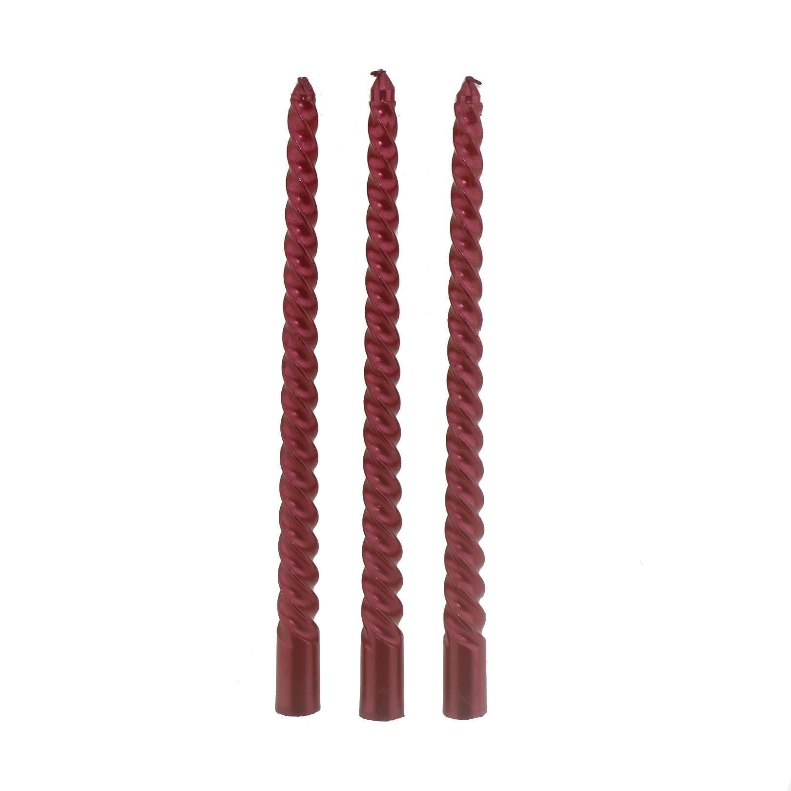 3 Adet 25cm Şamdan Mum Varaklı Spiral