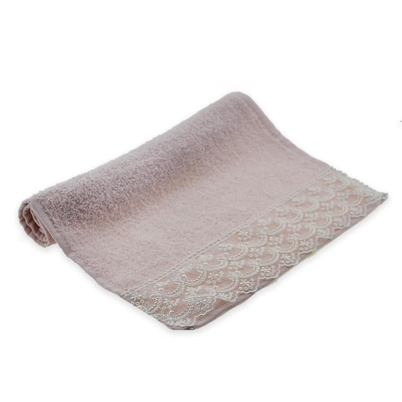 30x48cm Krem Dantel Güpür Pembe Havlu %100 Pamuk