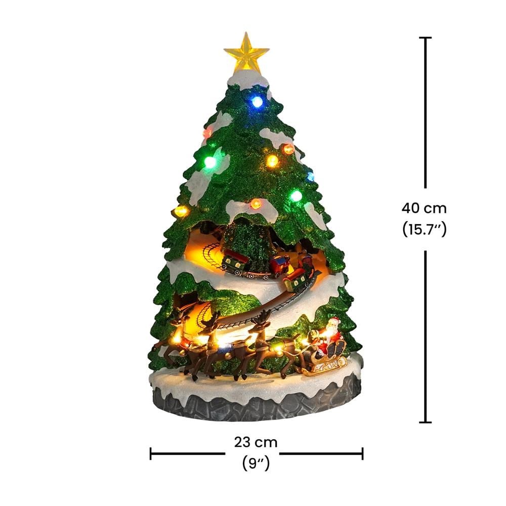 40cm Yılbaşı Çam Ağacı Trenli  Hareketli Işıklı Müzikli Dekor