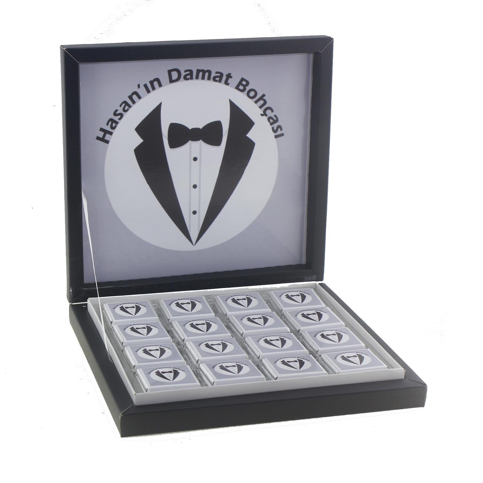 48 Adet İsim Etiketli Damat Bohçası Madlen Çikolata