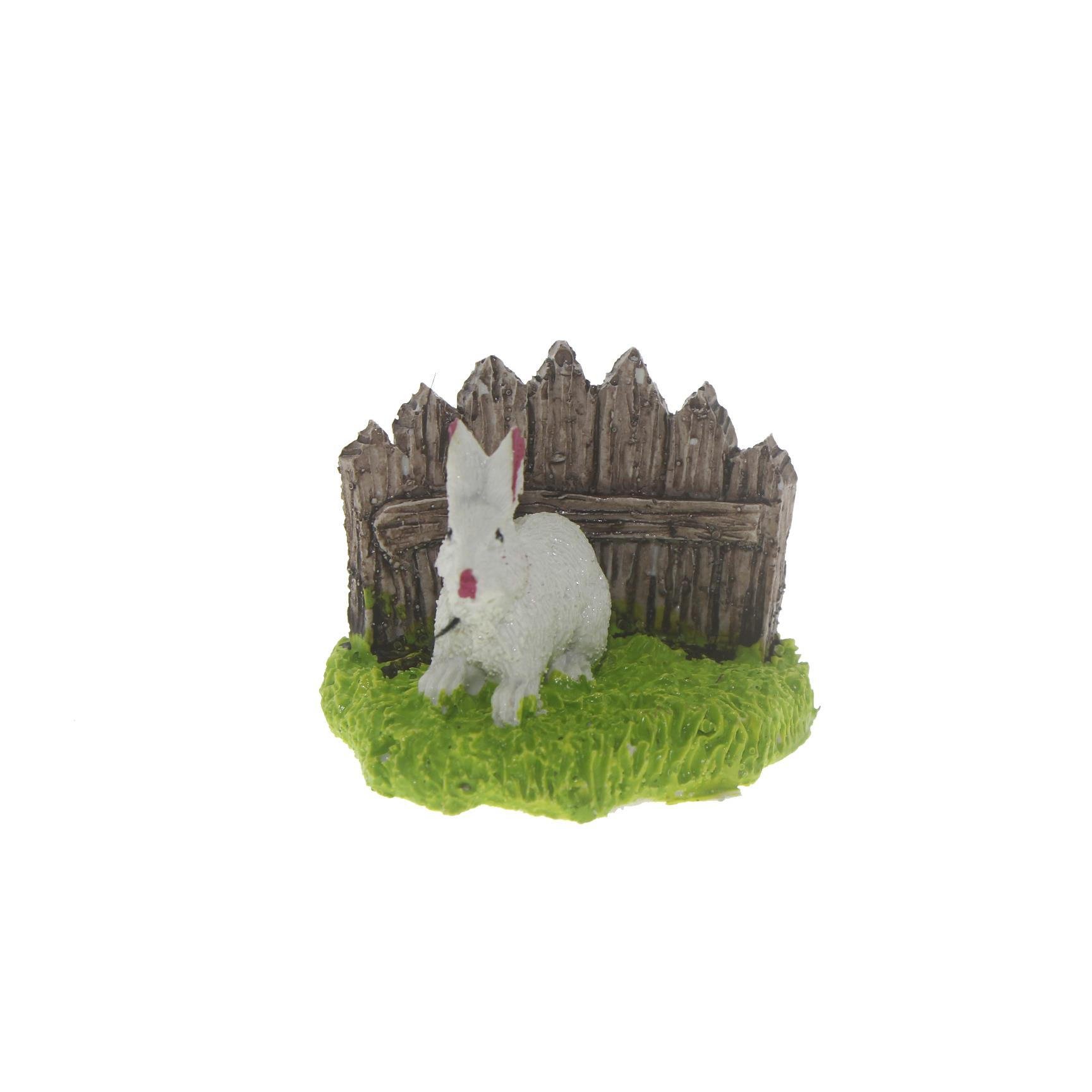 4x4cm Tavşanlı Çit Biblo Terrarium Minyatür