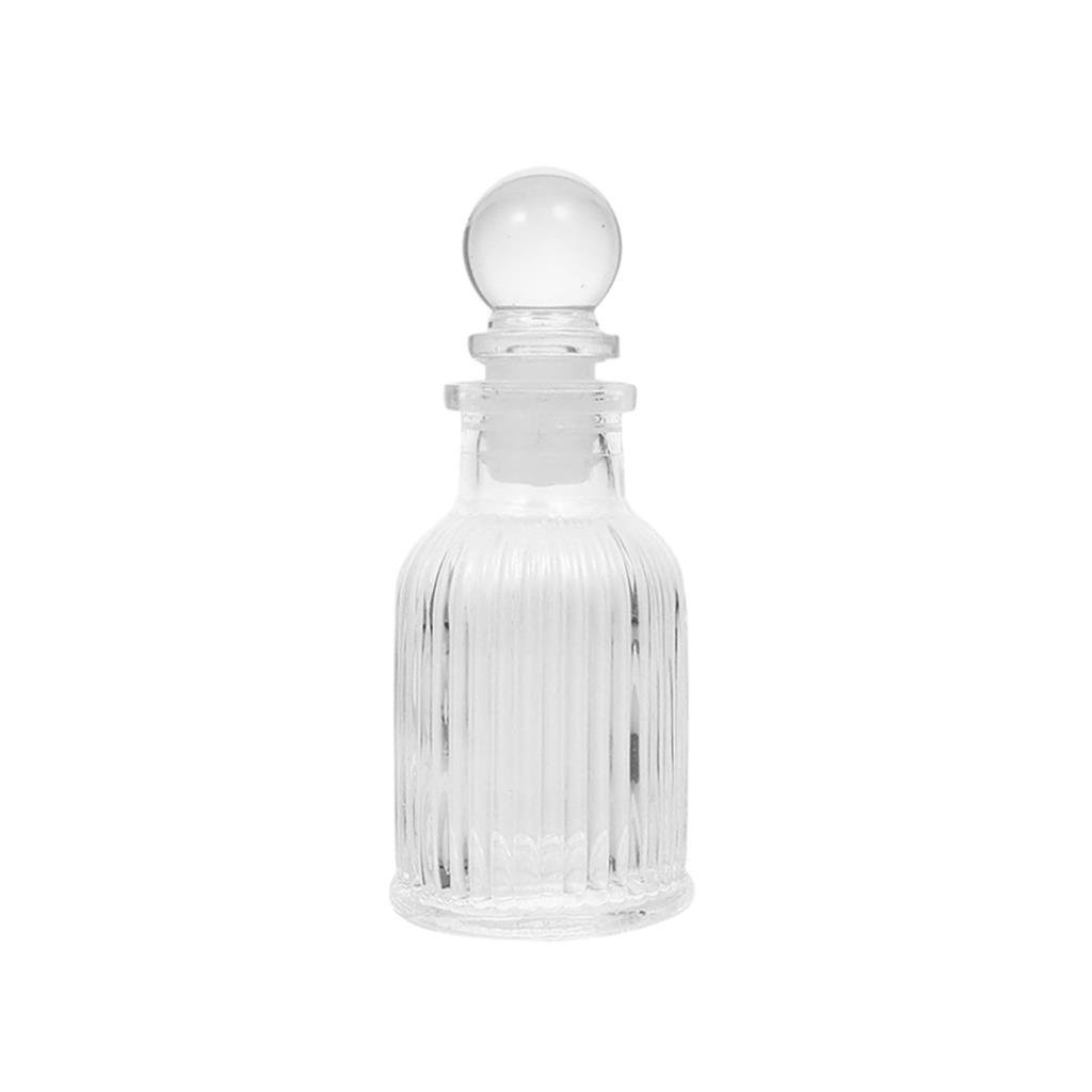 5 Adet 10cm Çizgili Top Kapaklı Cam Şişe 40ml