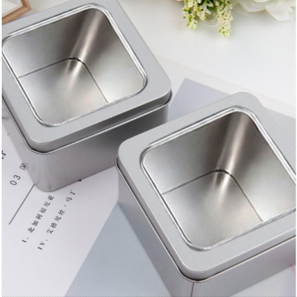 5 Adet 8,5x8,5x4,5cm Mini Metal Kutu Pencereli Kare