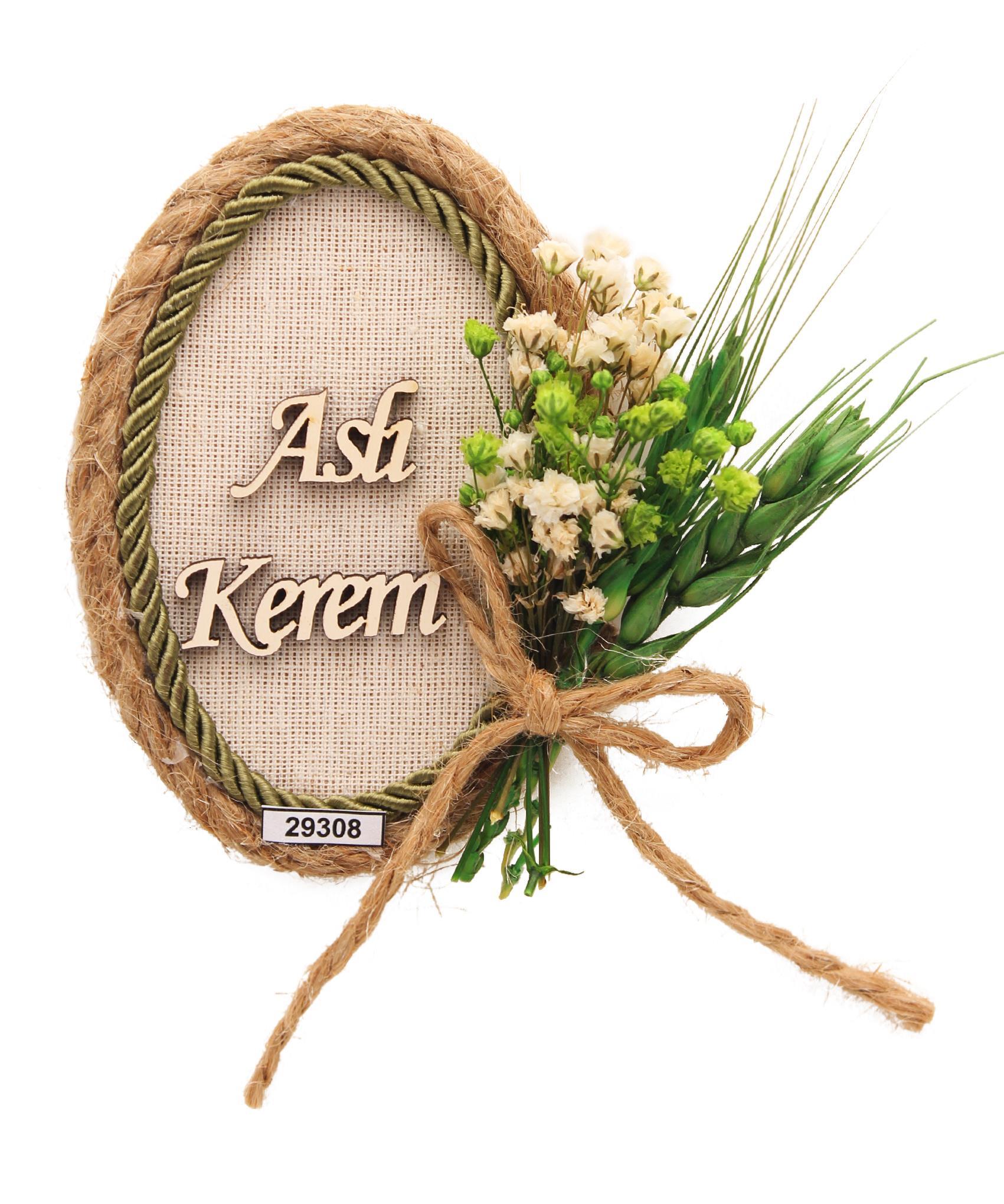 50 Adet 10x7cm Magnet Doğal Çiçekli  Söz Nişan Düğün Hediyesi Ahşap İsimli