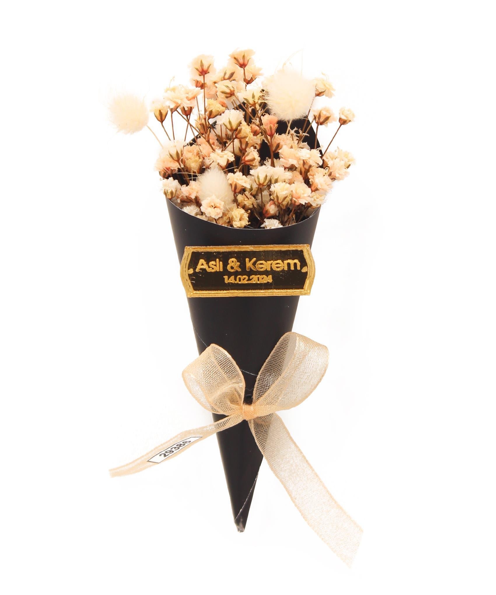 50 Adet 4x11cm Çiçek Buketi İsimli Söz Nişan Düğün Hediyesi