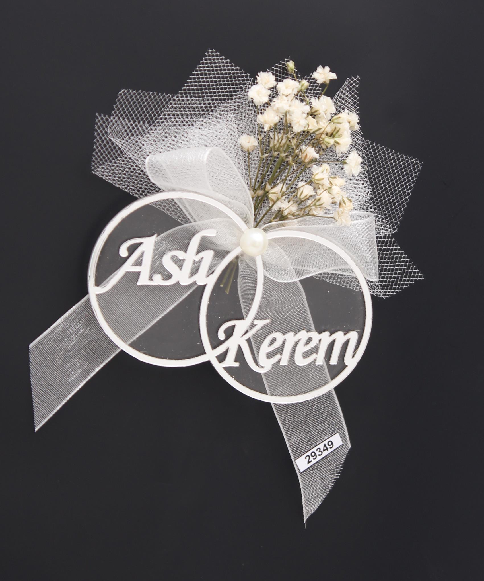 50 Adet 6x8cm Pleksi Magnet Yüzük İsimli Söz Nişan Hediyesi