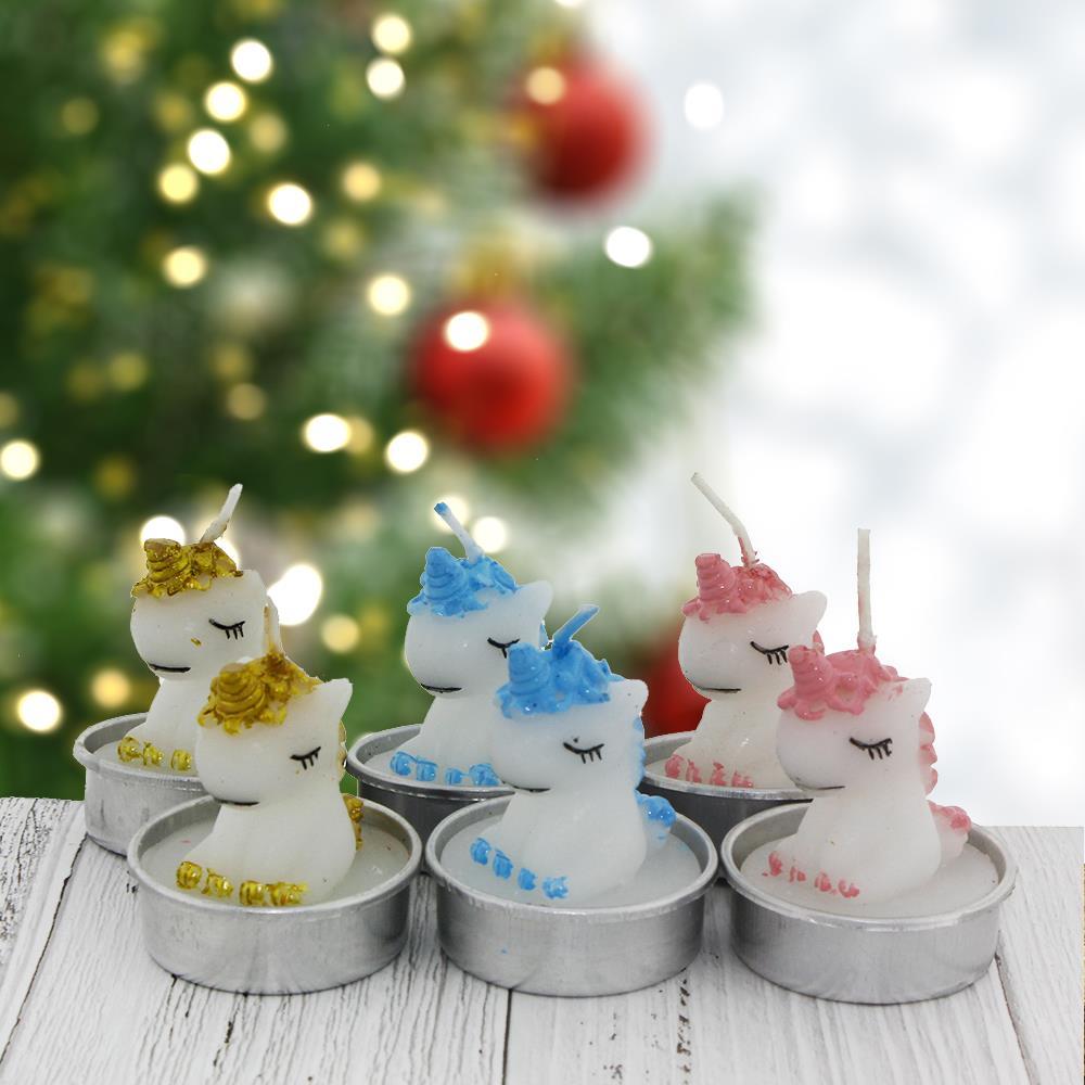 6 Adet 4cm Unicorn At Tealight Mum