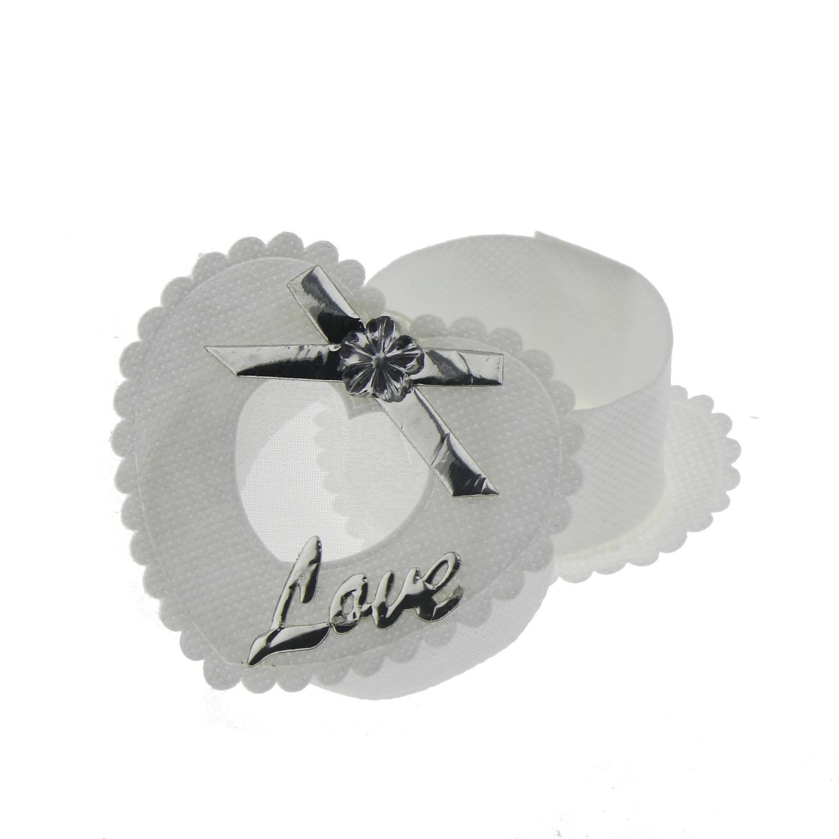 6 Adet Gümüş Love Yazılı Kumaş Kutu