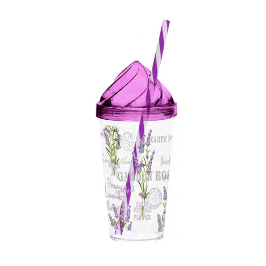 660cc Desenli Pipetli Bardak Lavanta