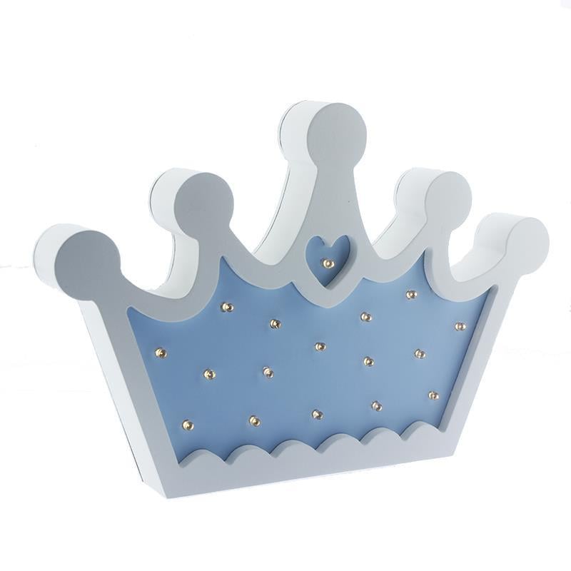 Ahşap Led Işıklı Pilli Kral Tacı Mavi