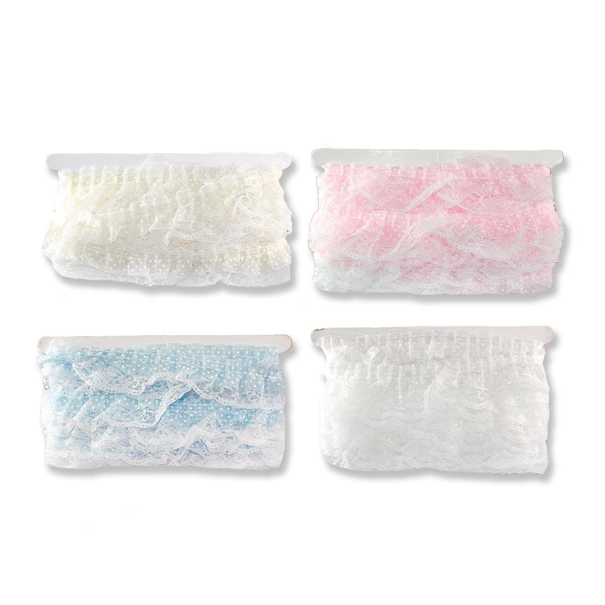 Beyaz Puanlı Fırfır Kurdela 5cm X 9metre